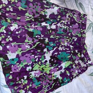 Old Navy Purple and Green Floral A-Line Skirt